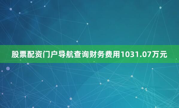 股票配资门户导航查询财务费用1031.07万元